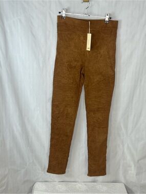 A. Peach Motto Brown Faux Suede Leggings High Waist Stretchy M